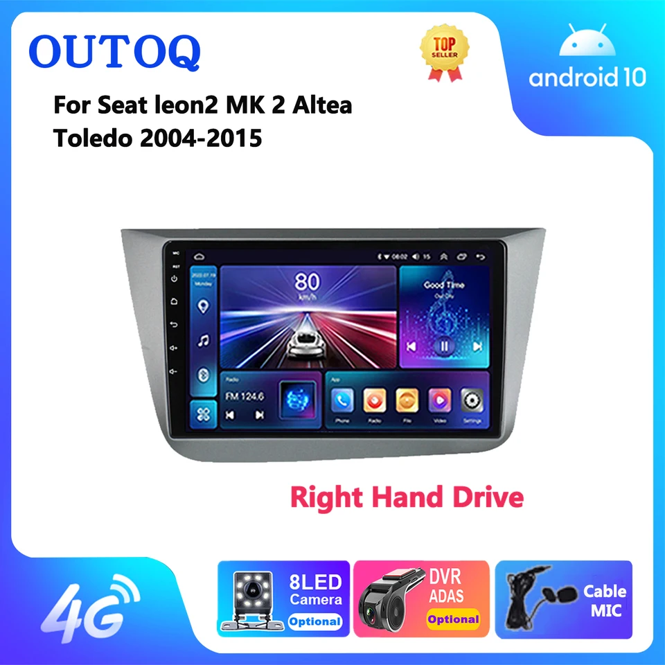 Pre sedadlo Leon 2 Mk2 Altea XL 2004-2015 Android Car Stereo DSP 48EQ CarPlay No 2Din Car Radio QLED Screen Screen Automatic DVD hlava DVD