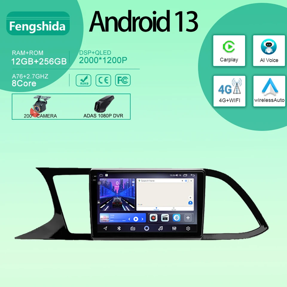 Pre sedadlo Leon 3 2012 - 2020 CAR Radio Multimedia Video Player Navigation GPS Android č. 2Din 2 DVD DVD CarPlay 5G WiFi BT Screen