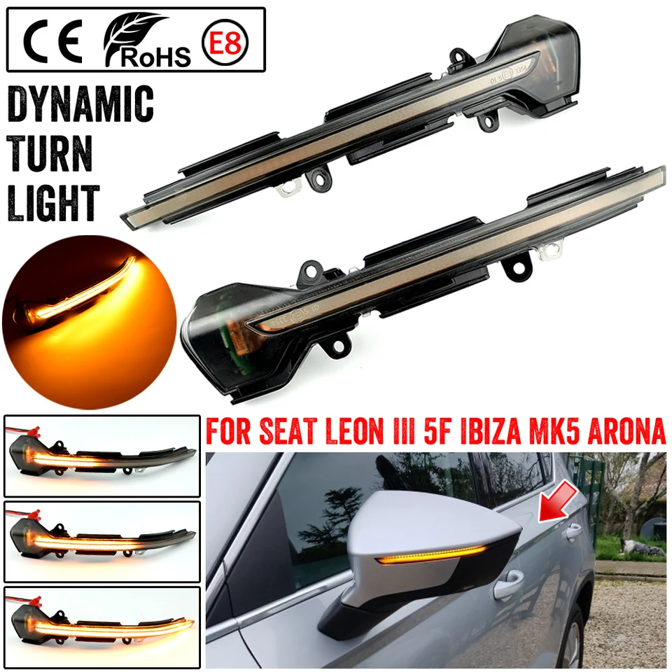 Pre sedadlo Leon III MK3 5F St Ibiza MK5 KJ1 Arona KJ7 LED DYNAMAMICKÁ TOWN SIGNAL SIGNAL STRANA STRUKOVANÉ ZÁRUKY SEKENCIACIÁL BLINKER LAMP LAMP