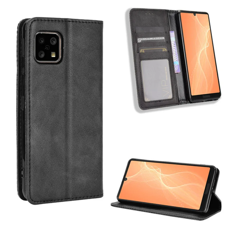 Pre Sharp Aquos Sense 4 Luxury Flip Pu kožená peňaženka magnetická adsorpčná puzdro pre ostrý Aquos Sense 4 Plus Sense4 vrecká na telefón