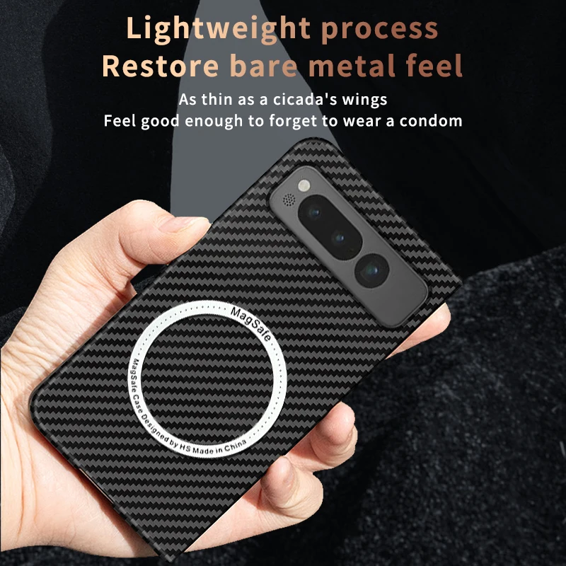 Pre sklopitý puzdro Google Pixel Magsafe Uhlíkové vlákno textúra bezdrôtové nabíjanie Magnetické ultra tenké príslušenstvo na ochranu tvrdého krytu