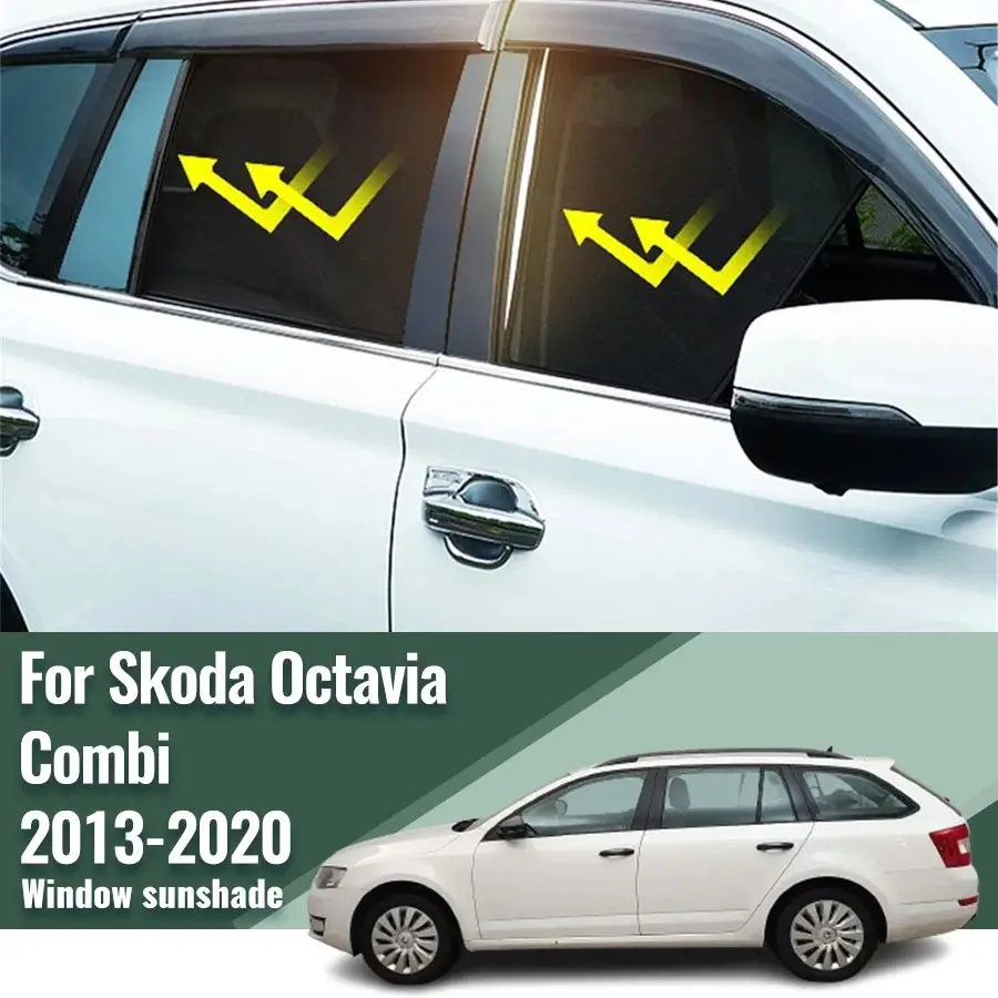 Pre SkoDa Octavia Combi 5E 2013-2020 Magnetické auto Sunshade Sunsor Predné zadné zadné čelné sklo Ráme čelného závesu Slnečné okno Slnko tieň slnečného okna