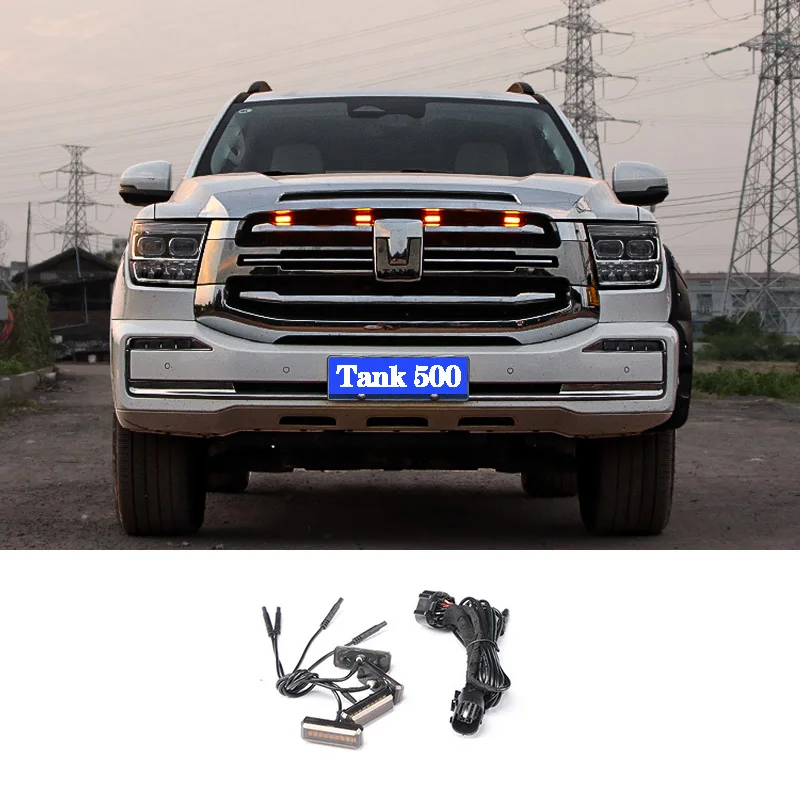 Pre skvelú stenu Gwm Wey Tank 500 Tank 500 Grille Malé žlté svetlo modifikácia LED svetlo Automobilové dekorácie Príslušenstvo