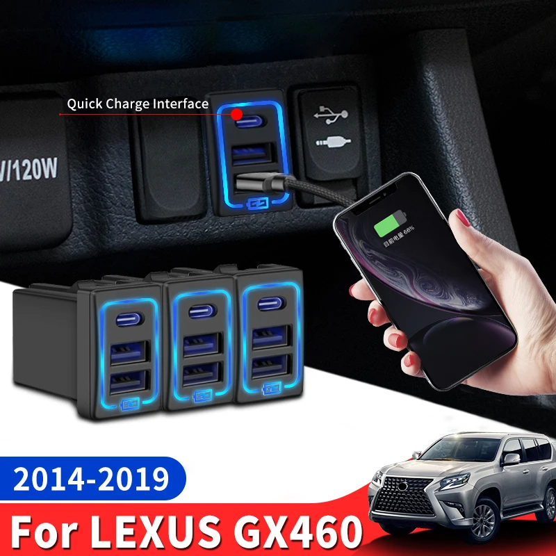 Pre spoločnosť Lexus GX460 2014-2019 2018 2017 nabíjačka USB Plug PD Typ C Rýchle nabíjanie Rozhranie GX 460 Interiér Modifikácia Príslušenstvo