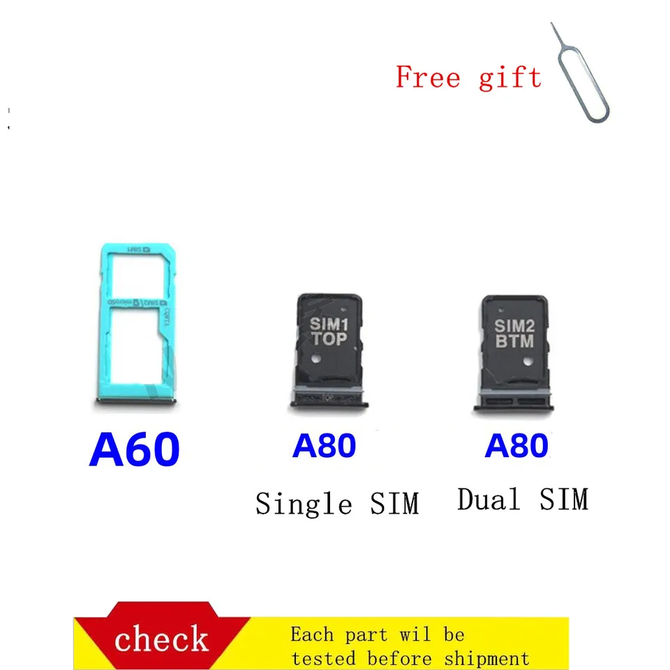 Pre spoločnosť Samsung Galaxy A60 A80 A6060 A805F/X A8050 SIM karta SIM SIM SIM Adaptér slotu a micro SD držiteľ karty s PIN s PIN
