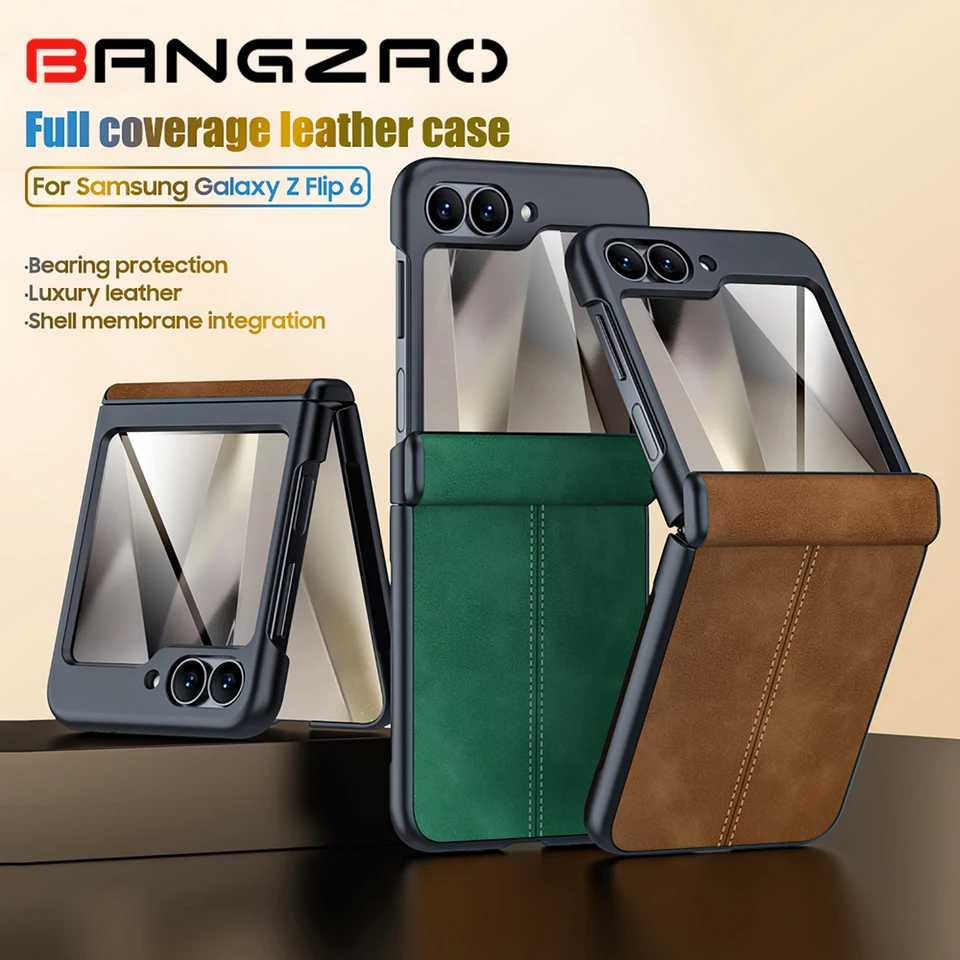 Pre spoločnosť Samsung Galaxy Z Flip 6 Case Ochrana Integrovaný filmový film Plné pokrytie Proti-Fall Business Protective Case