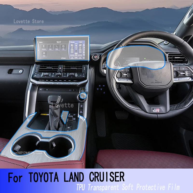Pre spoločnosť Toyota Land Cruiser (2022-2023) Interiér Gearpanel Dashboard GPS navigačnú obrazovku Priehľadný ochranný film TPU TPU