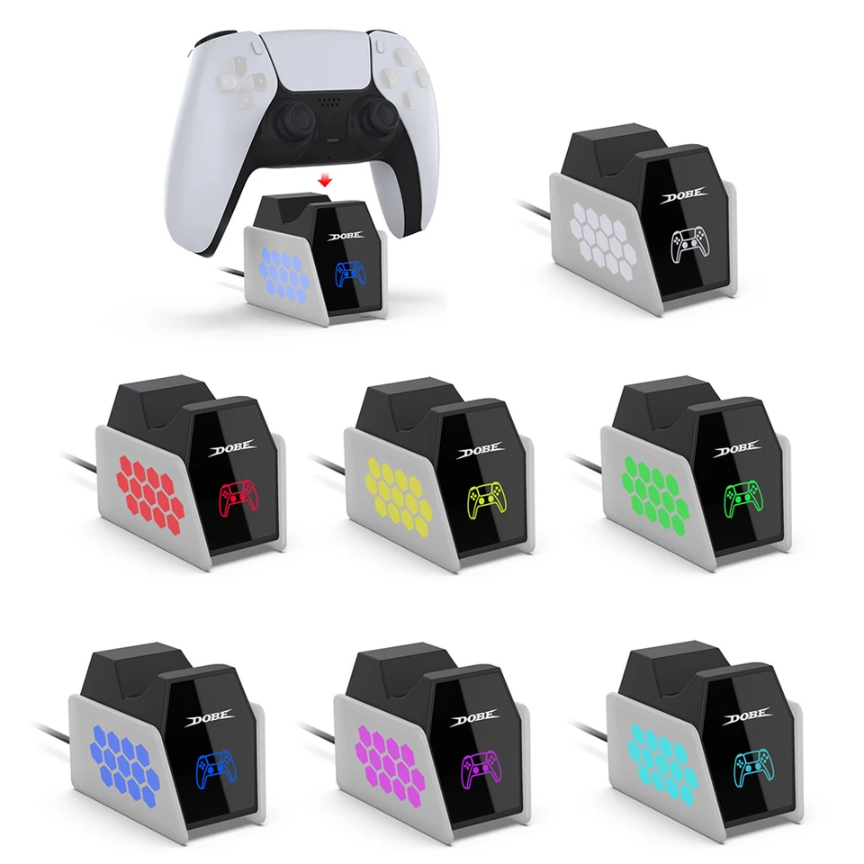 Pre stanicu nabíjačky radiča PS5 s RGB Svetelným radičom nabíjacie Dock rýchla nabíjačka pre PlayStation 5 Wireless Gamepad