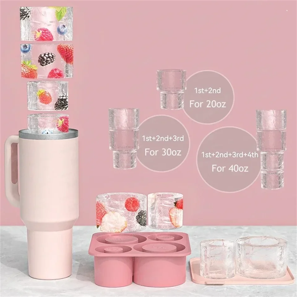 Pre Stanley Accessories Ice Fold Cube Trays Ice Cuvel Cupu Cup Maker Circle Tvar ľadu Silikónové formy pre Stanley Cup