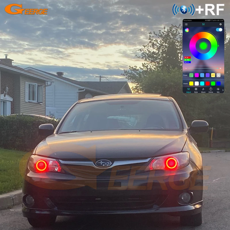 Pre Subaru Impreza WRX STI 2008 2009 2011 2011 - 2014 Bluetooth App Ultra Bright Multi -Color RGB LED Angel Eyes Kit Halo Rings