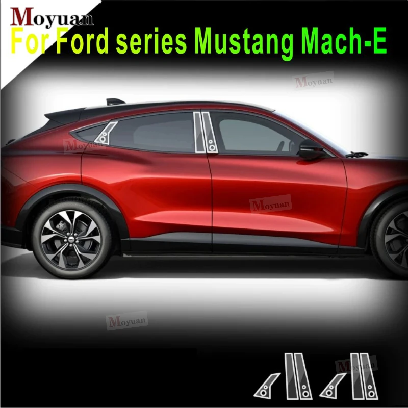 Pre sériu Ford Mustang Mach-e TPU Transparentný ochranný film Exteriér okná BC Center Pillar Strip Strip Sticker CAR ACCE ACCE