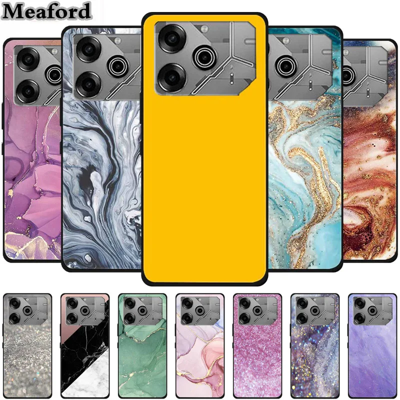 Pre Tecno preds 6 Pro Case Marble TPU Silikón Soft Soft Cover Telefón pre puzdrá pre Tecno povA6pro 5G LI9 Protector MICA maľovaný Coque Coque