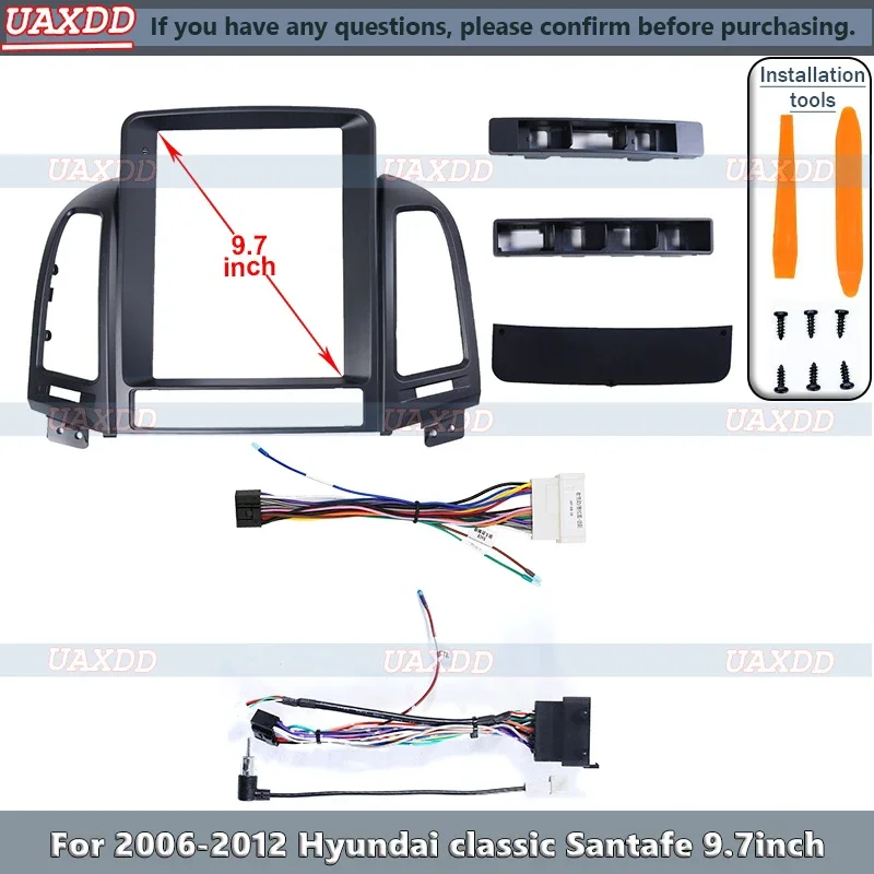 Pre Tesla 2006-2012 Hyundai Classic Santafe 9.7inch Vertikálna obrazovka MP5 Interiérový systém Android Frame Kit Panel Center Fascia kábel