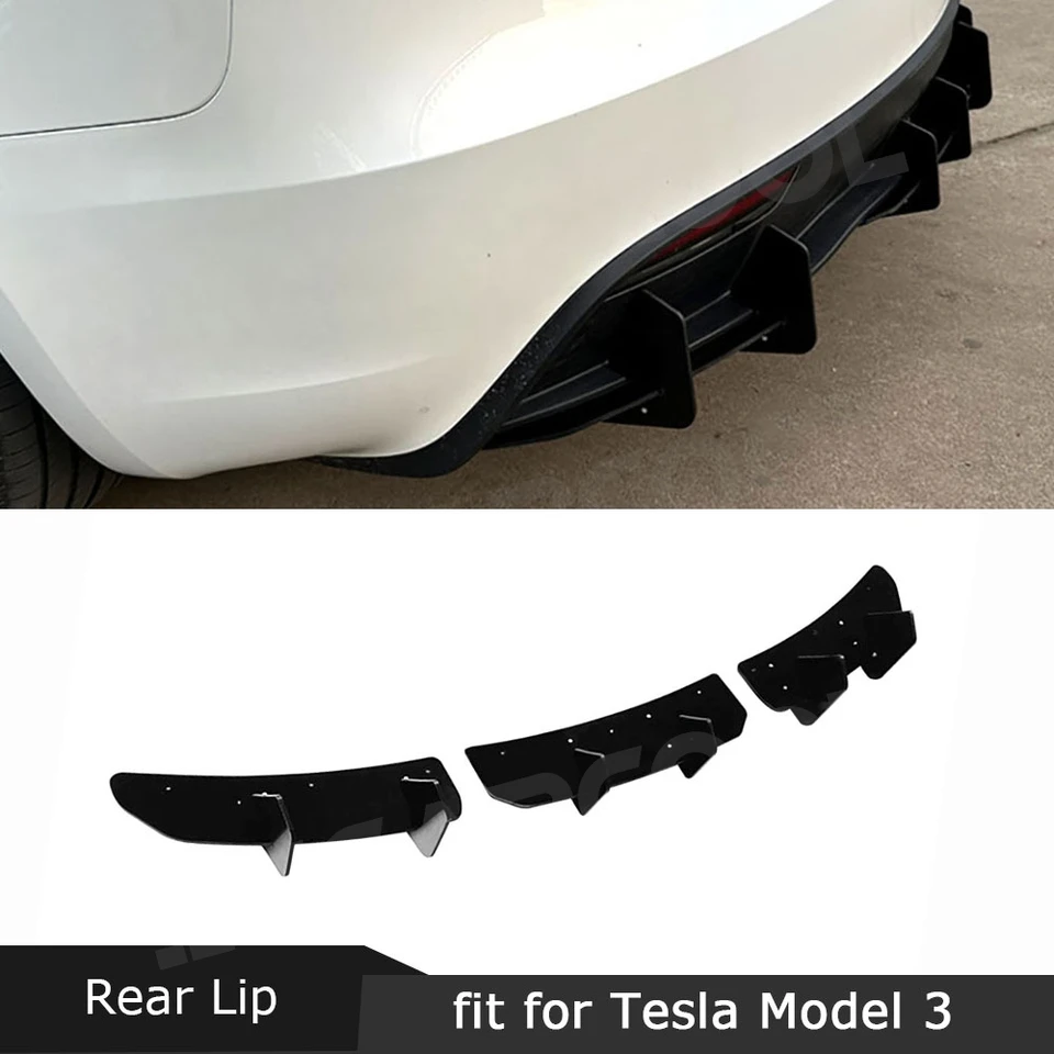 Pre Tesla Model 3 2023+ Zadný nárazník rozptyľovač Splitter Spoiler Lip Decorácie Scratch Protector Abs Car Body Kits Príslušenstvo
