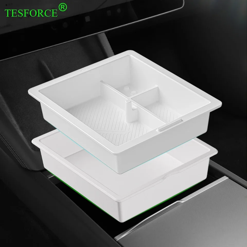 Pre Tesla Model 3 Highland 2023-2024 Centrum Control Box Organizátor Storage Box pre model 3+ Sada dvojvrstvových úložných priestorov