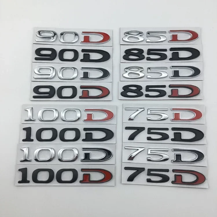 Pre Tesla Model 3 SXY 75D 85D 90D 100D Zadný batožinový kufr Tailgate Znak Sticker Sticker 3D kovové auto Styling Príslušenstvo