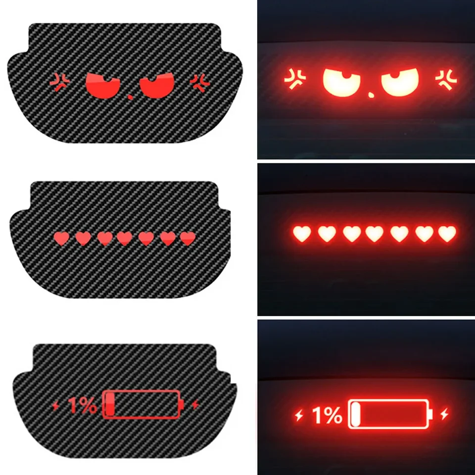 Pre Tesla Model Y auto Vysoko namontovaná brzdová lampa pre projekciu brzdy uhlíkový automobil PVC Mäkké nálepky s horným chvostom Svetlo Znaky