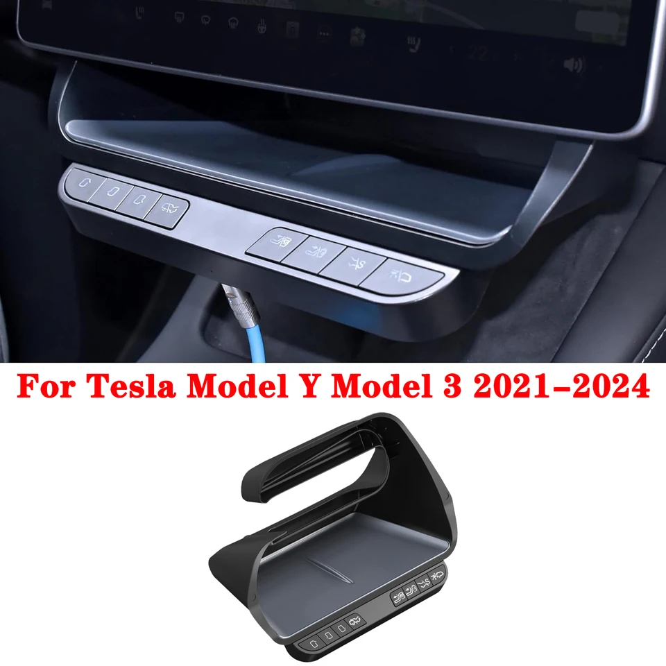 Pre Tesla Model Y Model 3 Highland 2024-2021 pod obrazovkou Smart Storage Box s fyzickou funkciou tlačidla, Tlačidlo Smart Lock