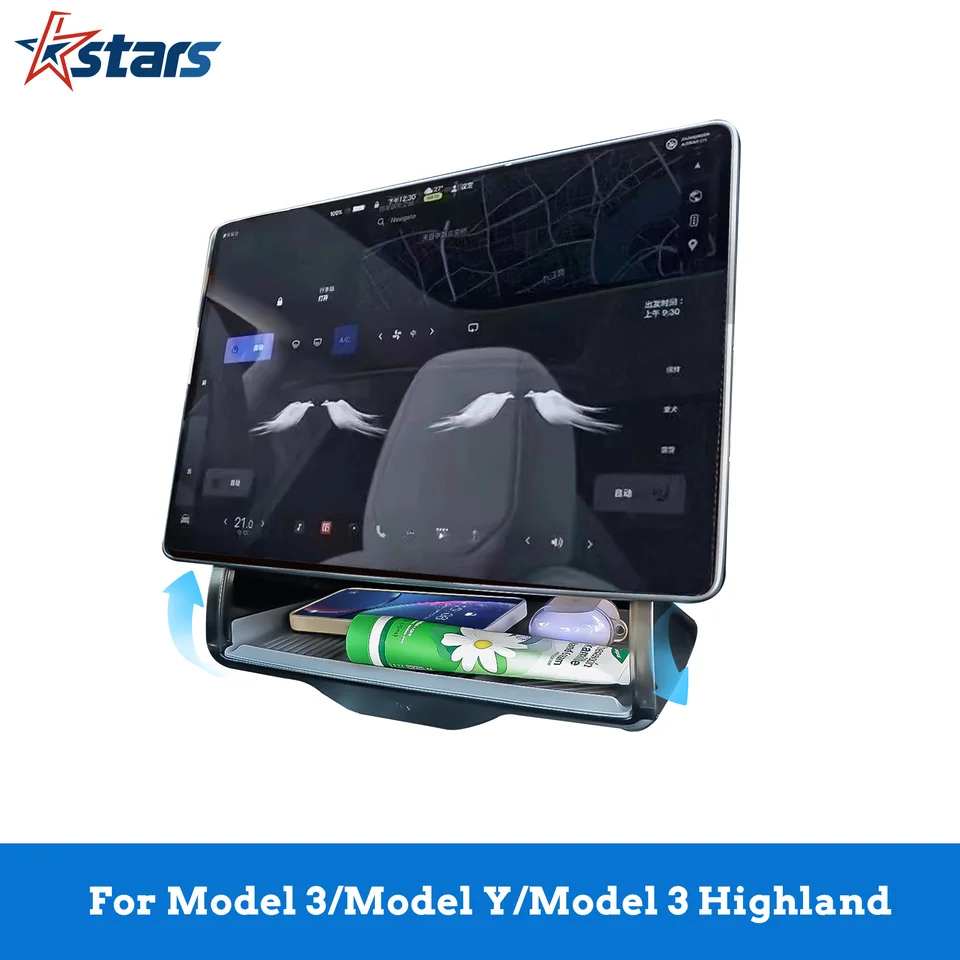 Pre Tesla Model Y Model 3 Highland 2024 Storage Box pod úložisko obrazovky za skryté skryté skryté schránky