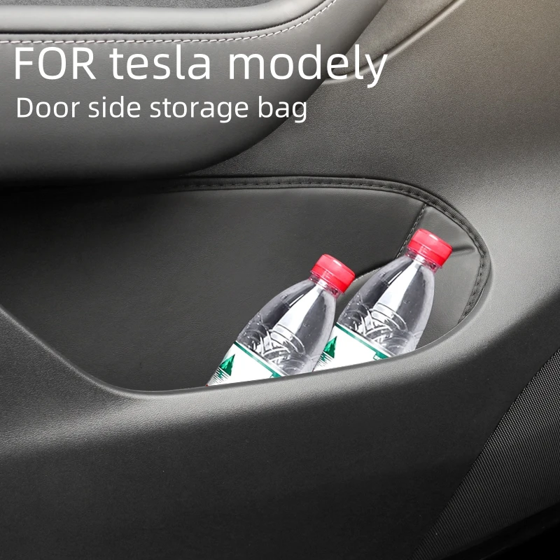 Pre Tesla Modely Door Side Storage Box kožená rukoväť vreckovej lakťovej lakťovej lakťovej nádoby na ukladanie podnosu je dodávaná v štyroch kusoch