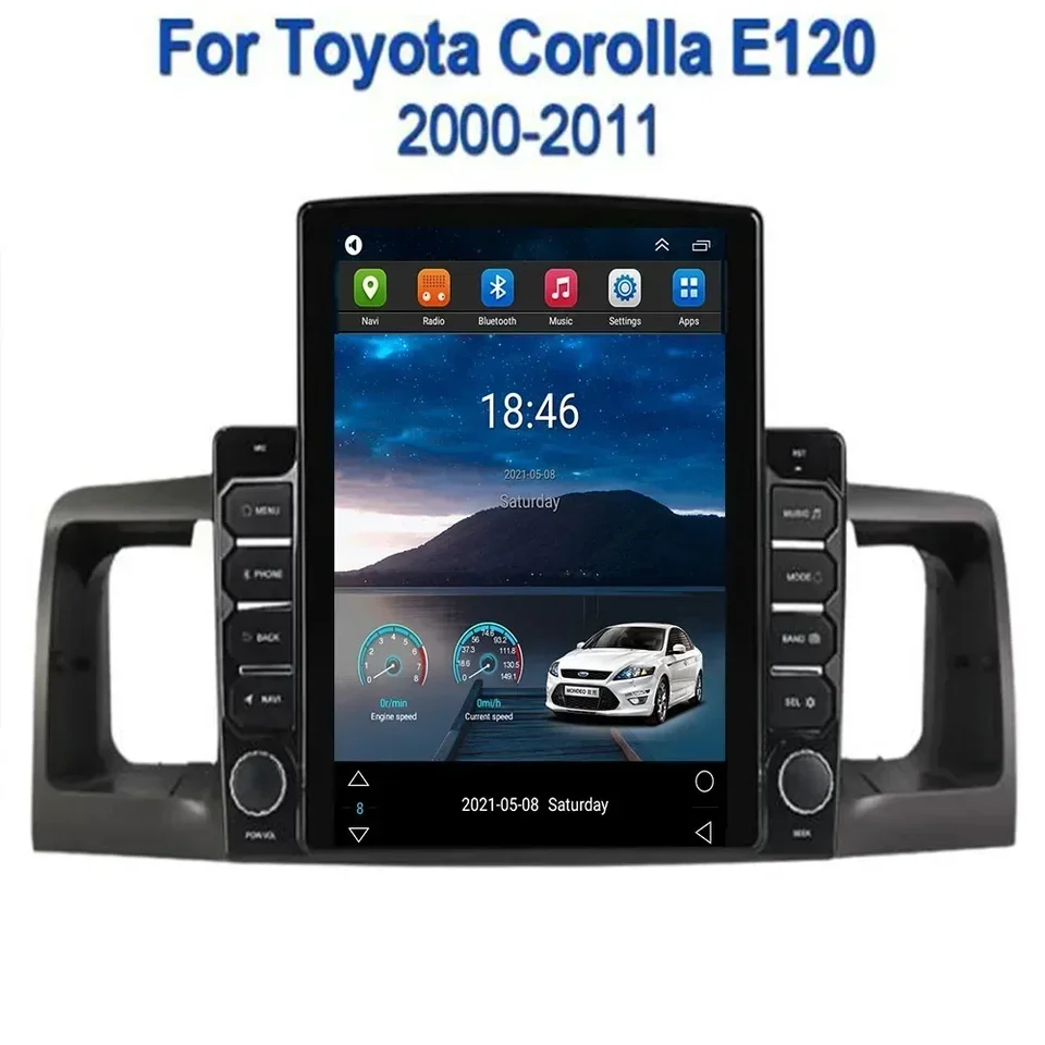 Pre Tesla Style 2Din Android13 Car Auto pre Toyota Corolla E120 BYD F3 Multimedia Video Player GPS Stereo CarPlay DSP RDS Camera