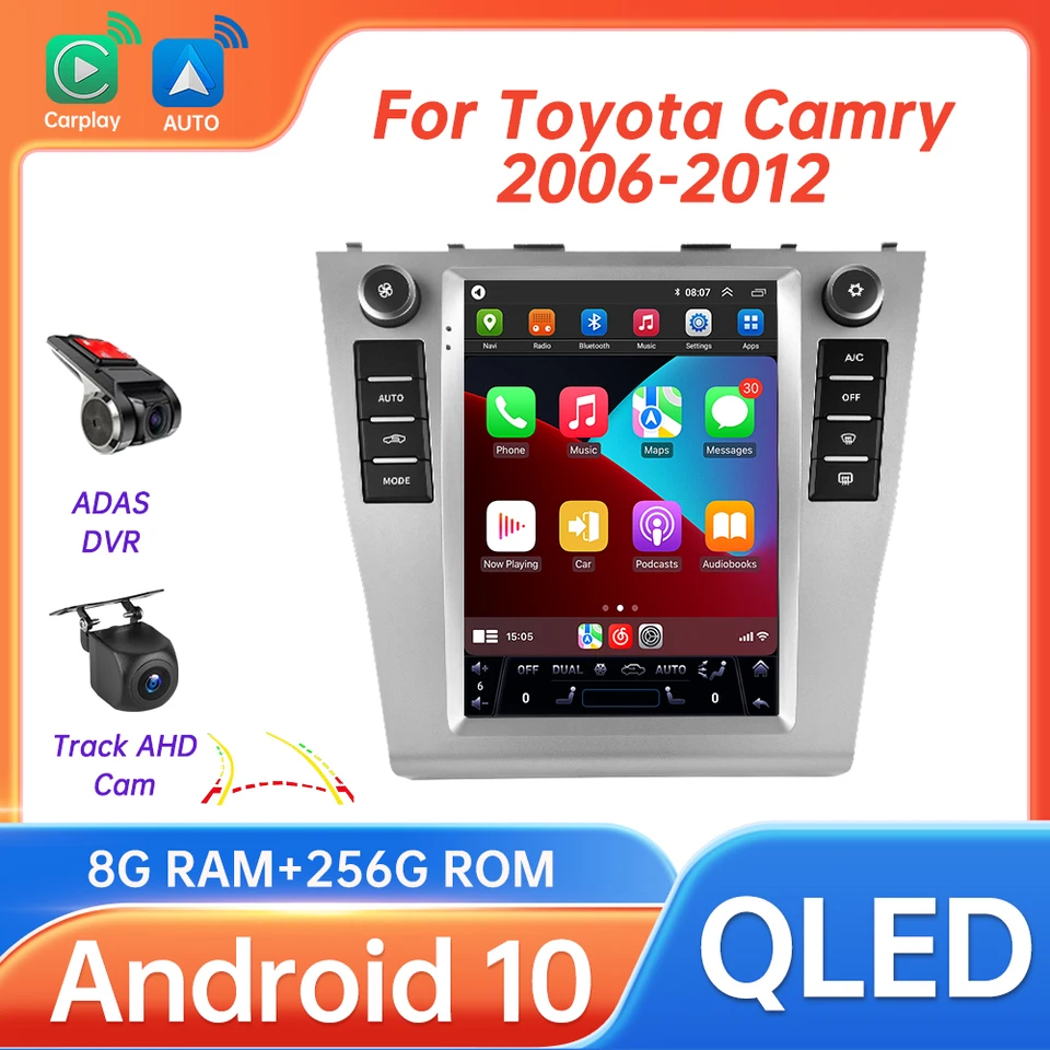 Pre Tesla Style Car Android 2Din Radio pre Toyota Camry 6 xv 40 50 CarPlay Multimedia Player 2006 2007 2008 2011 2012 Autoraido