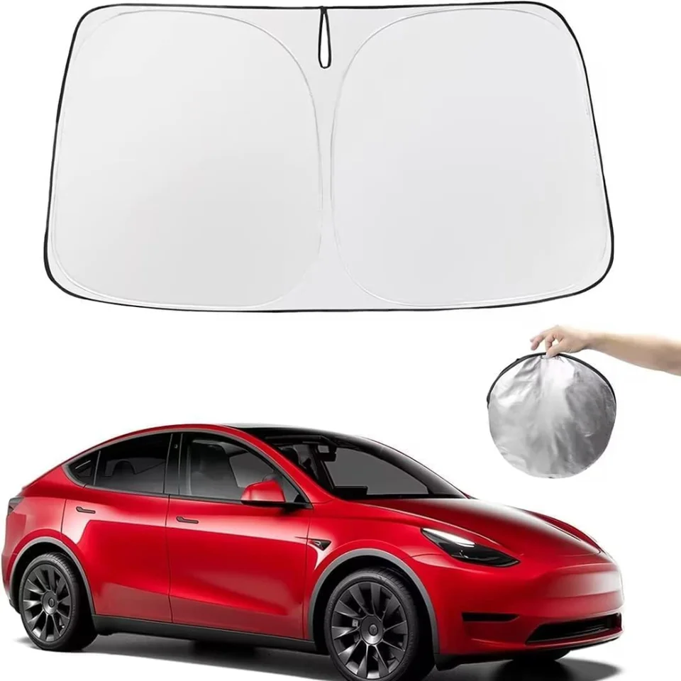 Pre Tesla čelné sklo Sunshade Sunshade Skladacie predné okno Slnečný odtieň kryt na ochranu tepla pre modely y model3 2024 Príslušenstvo