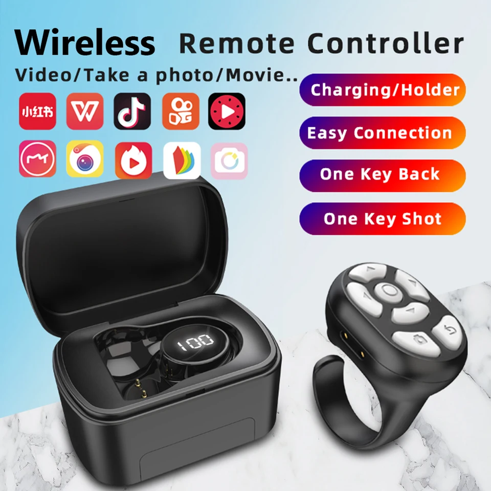 Pre Tiktok Scrolling Ring Ring Ring Wireless Camera Shutter Selfie Button Bluetooth kompatibilné diaľkové ovládacie prvky prstov pre iPhone Android