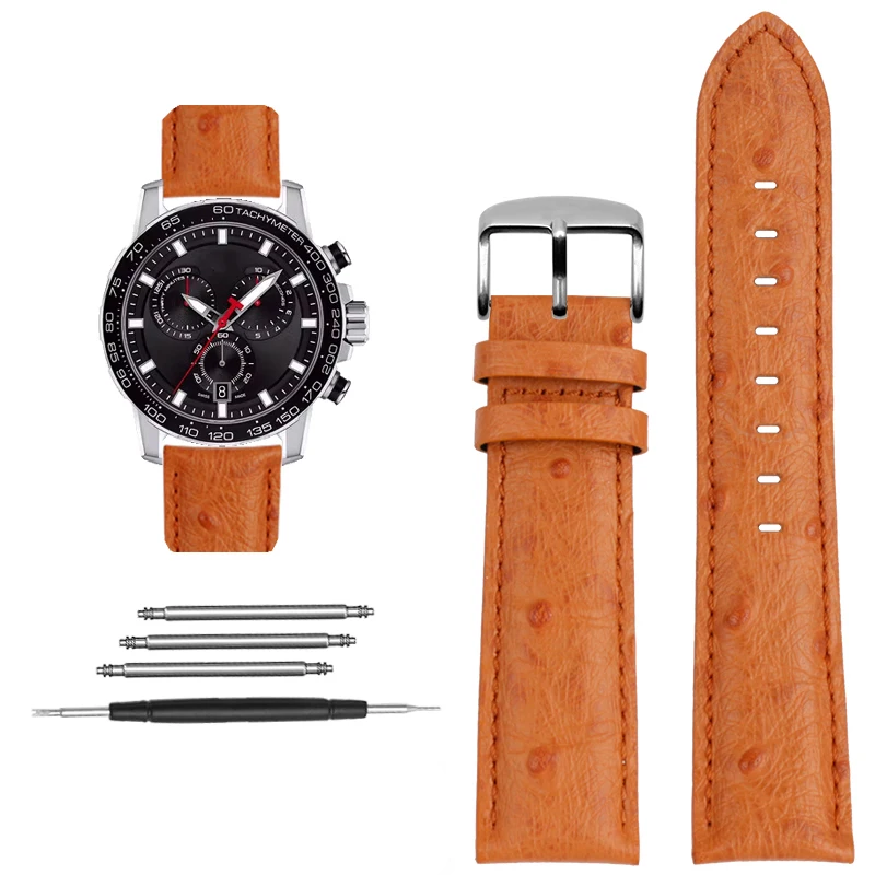 Pre Tissot 1853 Strap Watch Band Speedy Dare T125 Speed ​​Series T116 Pštrosie vzor Cowhide Watch Men WatchBand 22 mm