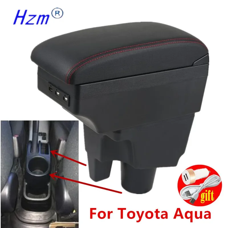 Pre toyota Aqua lakťová skrinka pre Toyota Aqua Prius C Car lakťová lakťová skrinka Centrálna úložná skrinka Interiér Dodatočná dodatočná dodávka USB