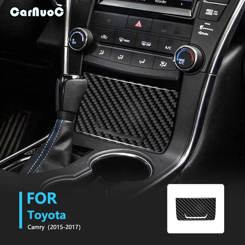 Pre Toyota Camry 2015 2016 2017 2017 Skladovací box panel Panel Uhlíkové vlákno Interiér Zachráni nálepky