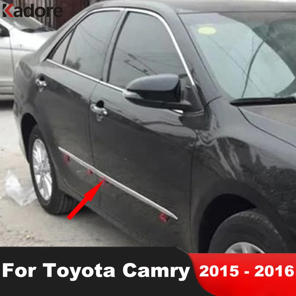 Pre Toyota Camry 2015 2016 Chrome Auto bočné dvere tela tela obloženie dverí panela panela Streamer lišta ozdobné prúžky Exteriérové ​​doplnky