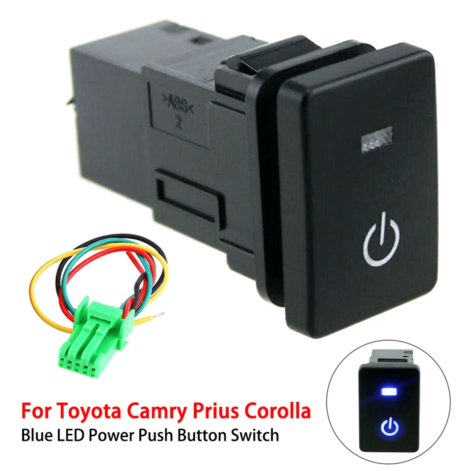 Pre Toyota Camry Prius Corolla Power Lights Stlačte spínač tlačidla s modrou LED svetlom spínaču auta 12V Vnútorné príslušenstvo