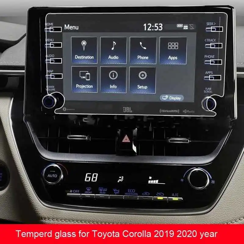 Pre Toyota Corolla/C-HR 2019-2022 8-palcový automobil GPS Navigtion Temperované sklo LCD Screen Screen Film Interior Sticker