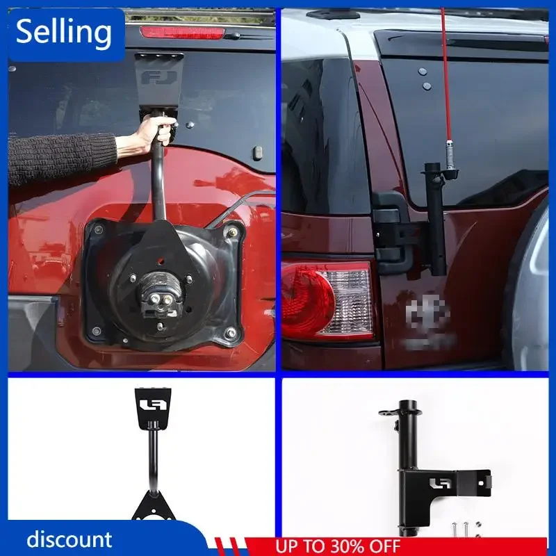 Pre Toyota FJ Cruiser 2007-2021 Off-road z nehrdzavejúcej ocele Tailgate Anténa stoppole držiak držiaka držiaka Nové vozidlá