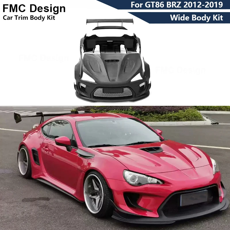 Pre Toyota GT86 ZN6 ZC6 2012-2019 FRP SUBARU BRZ Robot široký predný nárazník Splitter pery fender bočné sukne SPOILER SPOIL Body Kit