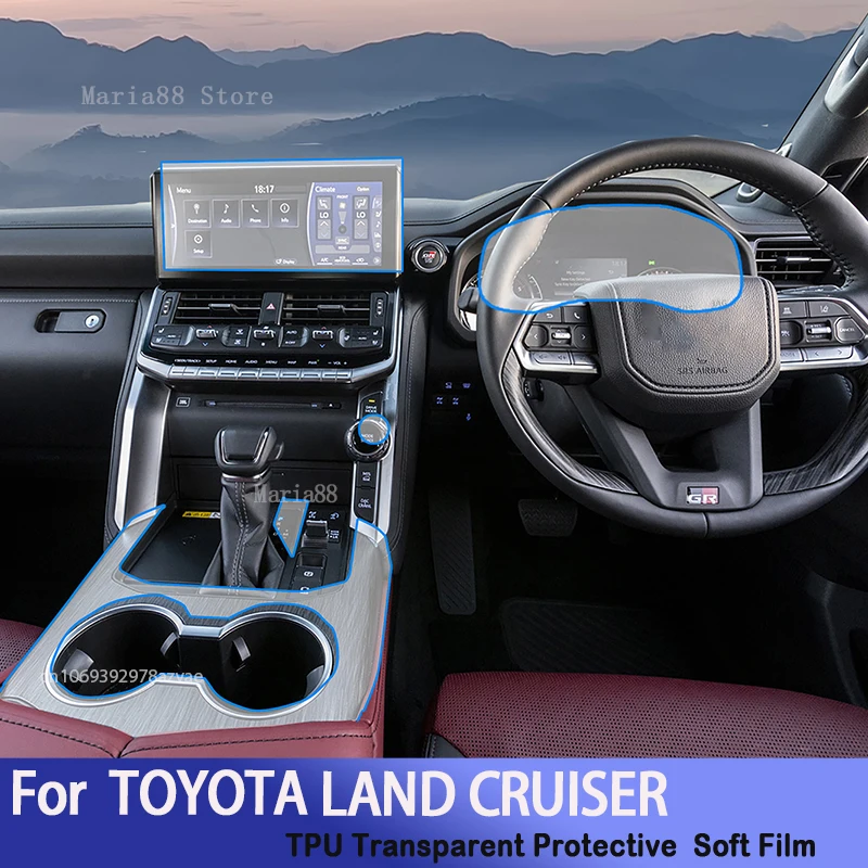Pre Toyota Land Cruiser (2022-2023) Interiérová konzola Console Transparent TPuprotect Film Anti-Scratch Opravy nálepky