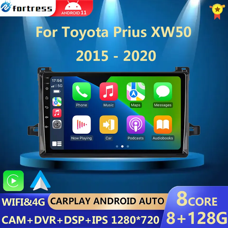 Pre Toyota Prius XW50 2015-2020 CAR RADIOMEMIDIA SYSTÉM PRÁCA Navigácia GPS stereofónne auto Android BT č. 2 DIN DVD
