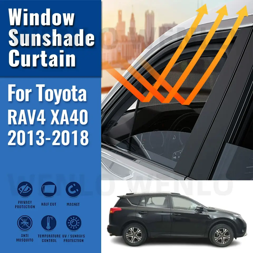 Pre Toyota RAV4 XA40 2013-2018 RAV 4 Magnetické auto Sunshade Visor predné zadné zadné čelné sklo Ráme čelného závesu Slnečné okno Slnko