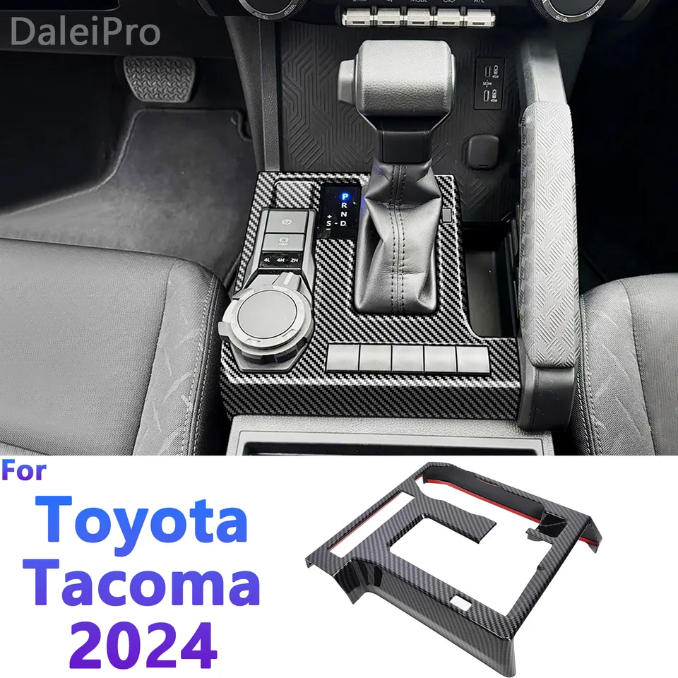 Pre Toyota Tacoma 2024 4. Gen Stredový ovládací panel Ship Shift Box Ship Ship Box Uhlíkové vlákno textúra ABS Cover Cover Cover Auto Príslušenstvo
