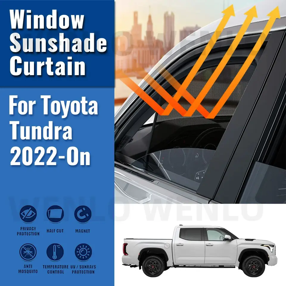 Pre Toyota Tundra 2023 2022 2024 Automobilové slnečné Visorové príslušenstvo okenné sklo Černé sklo Sunshade conš