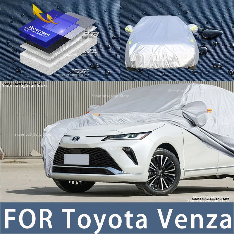 Pre Toyota Venza Outdoor Protection Plné kryty automobilov Snow Cover Sunshade Neproidný prach odolný voči exteriéru