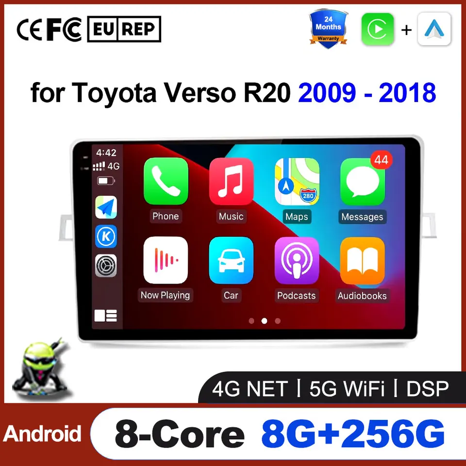 pre Toyota Verso R20 2009 - 2018 Wireless CarPlay Android Auto Radio 5G WiFi Car Multimedia GPS Intelligent Touch Screen Tools
