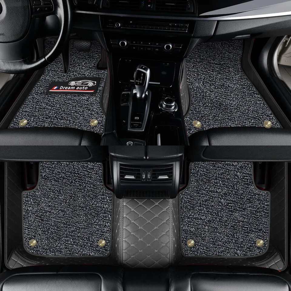 Pre Toyota Yaris 2008 2009 2010 -2018 podlahové podlahy auto dvojvrstvové kožené chenille koberce interiérové ​​príslušenstvo automobilové rohože