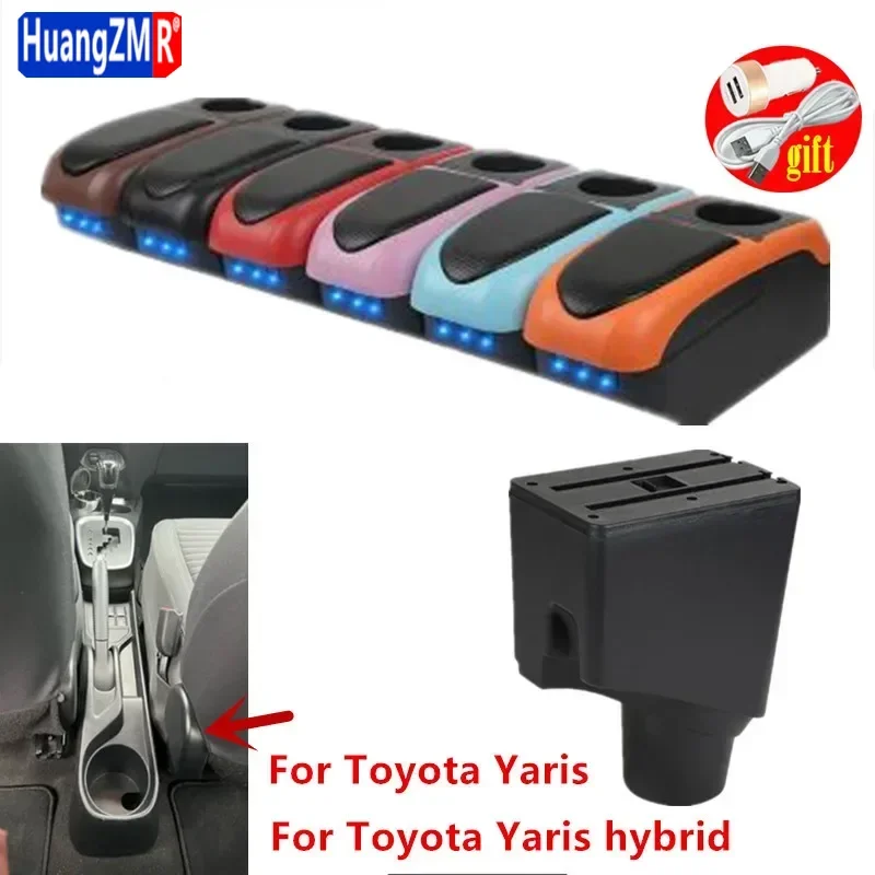 Pre toyota Yaris lakťová skrinka pre toyota Yaris Hybrid Car lakťová lakťová škatuľka 2015 2016 2017 2018 2019 2020 2021 2022 Storage Box USB