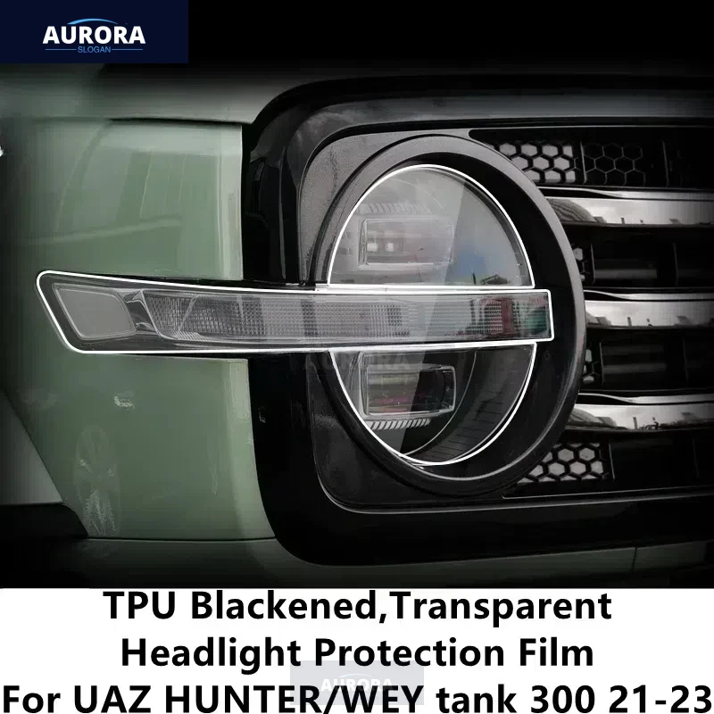 Pre UAZ Hunter/Wey Tank 300 21-23 TPU Blackened, Transparent Film Righlight, ochrana pred svetlometom, modifikácia filmu