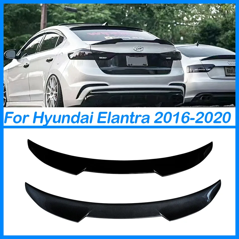 Pre vedúce Elantra 2016-2019 Lesklý čierny zadný batožinový veko Spoiler Spoiler Blade Style Tail Wing Exterior Modifikation Materiál
