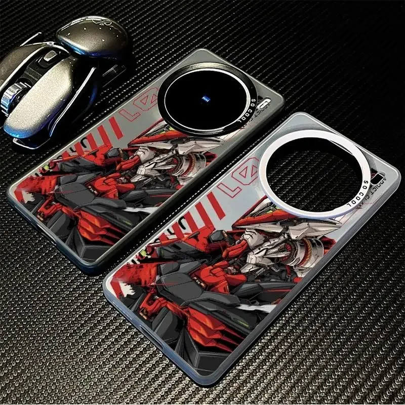 Pre Vivo X100S X100 X90 X80 X70 Pro Ultra Fashion Trend Red Gundam Mecha farebný matný laserový PC PC Pase Pase Puzdro