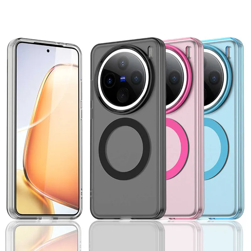 Pre Vivo X200, X200 Pro, X200 Pro Mini Magnetic чехол elvev Kvalita Krásna anti-prsteň matná ochranný zadný kryt