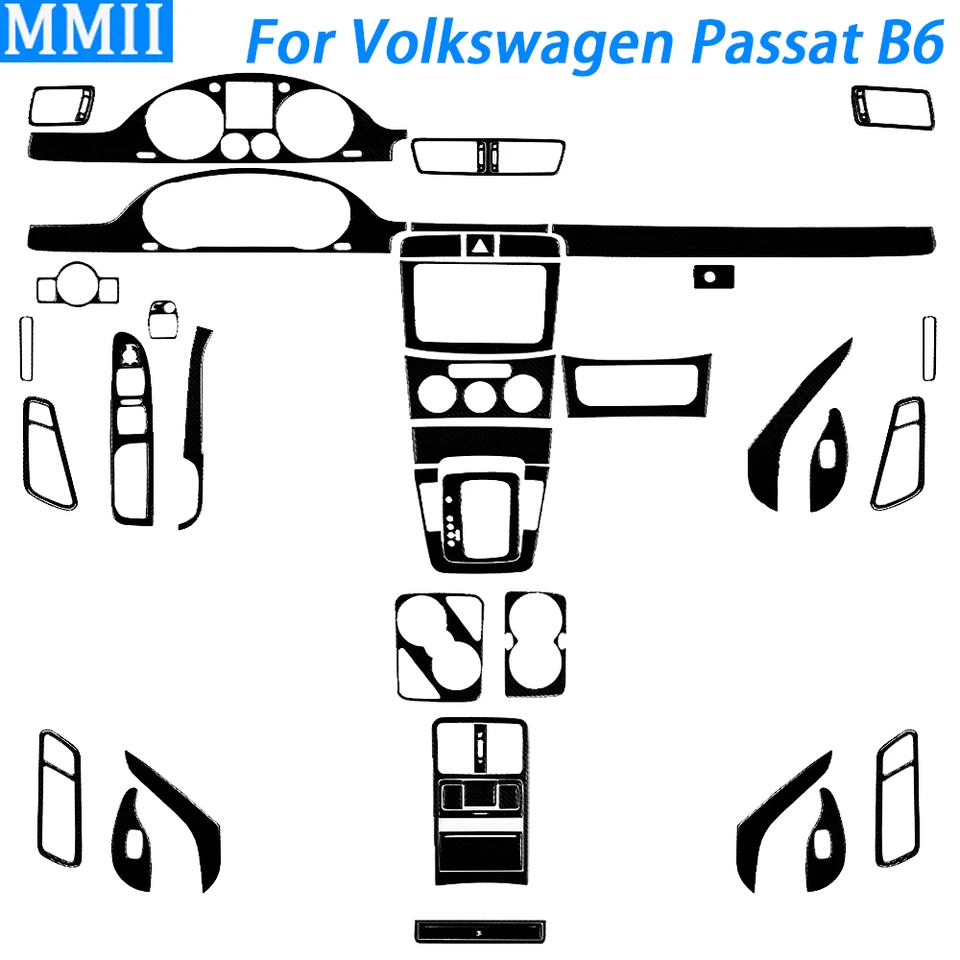 Pre Volkswagen Passat B6 2006-2011 klavír Čierny prevodový radový radový vývodový vývodový výťahový výťahový panel Sada Set Interiérové ​​príslušenstvo nálepka